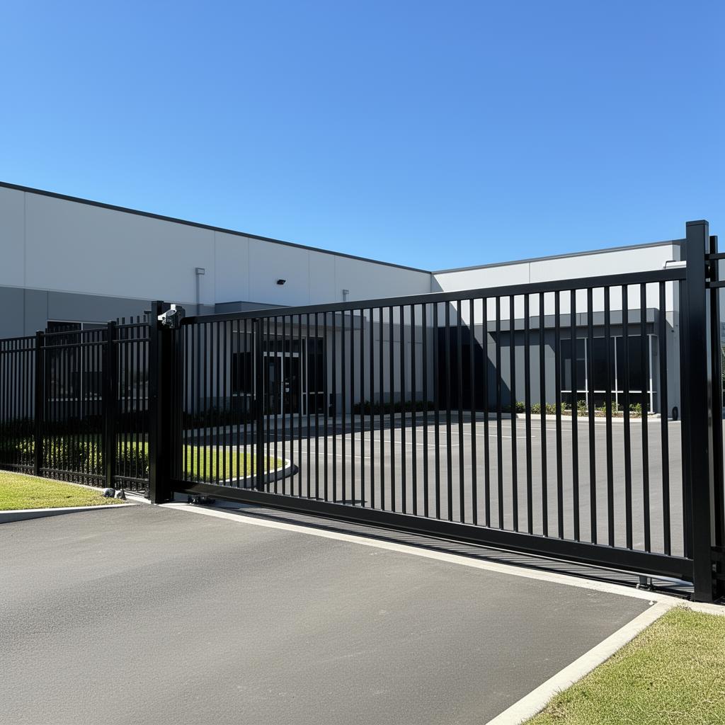 Commercial security gate by a fence contractor
